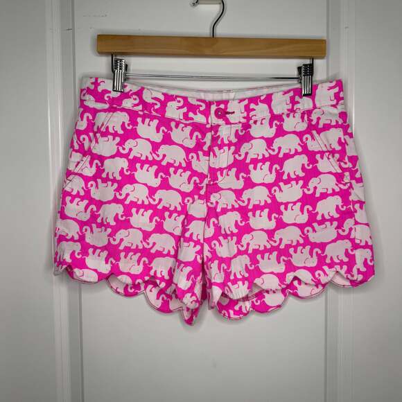 Lilly Pulitzer Pink Elephant Buttercup Scallop Hem Shorts - Picture 1 of 3